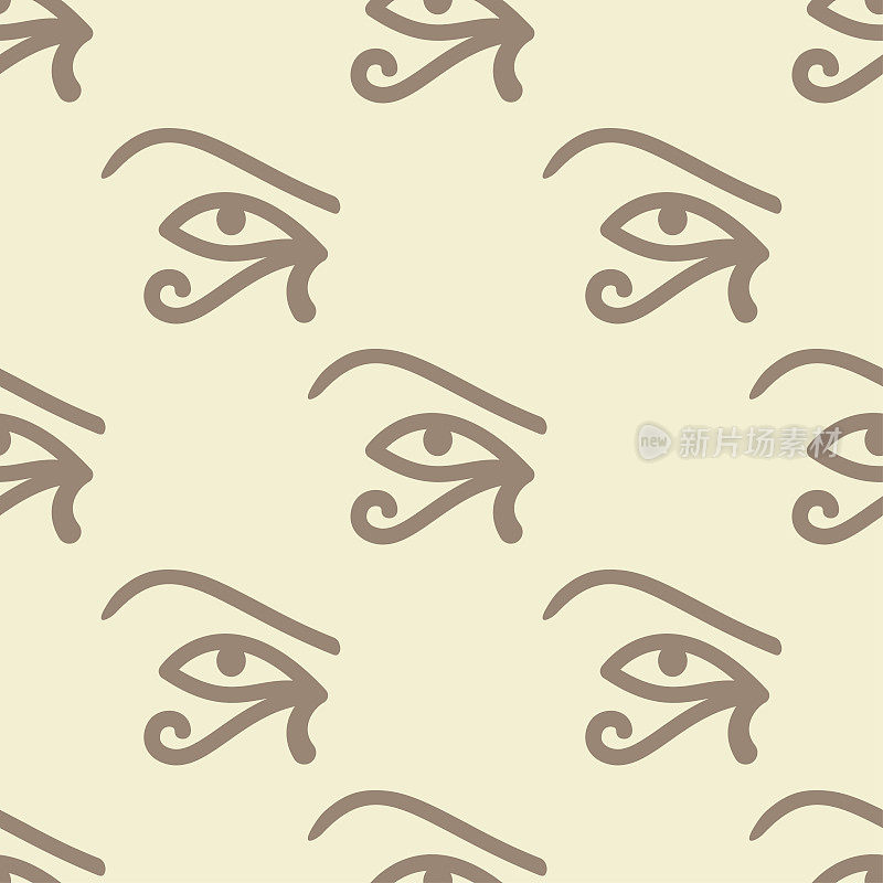 太阳之眼，太阳神。何鲁斯无缝模式。矢量古埃及图标。透特的月亮之眼，保护的象征。埃及法老金字塔的护身符