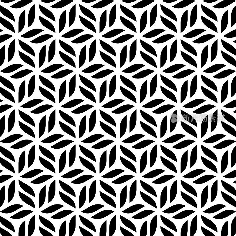 矢量无缝模式，叶状形状在对称的三维立方体模式