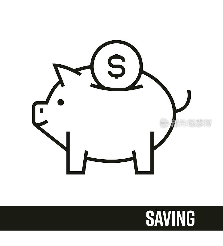 会计行图标概念。保存线路图标设计。