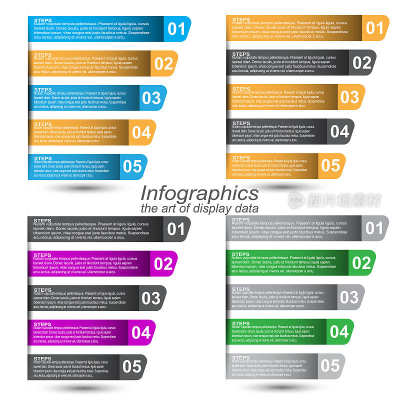 收集信息图表设计模板。显示信息、排名和统计的想法。