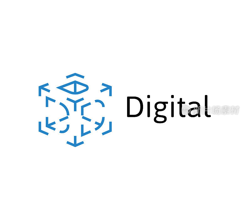 3D立方体图标，破折号3D字母d数字科技标志模板。商业，数字技术，建筑和建筑服务的概念标志设计。向量的标志。