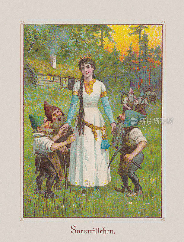 《白雪公主》(格林童话)，彩色印刷术，大约1898年出版
