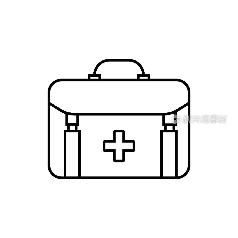急救箱，医疗保健和医疗线图标