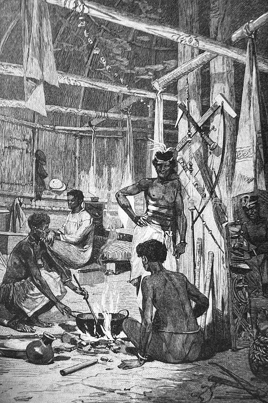1889年的巴黎世界博览会上，来自北非的人们在烹饪