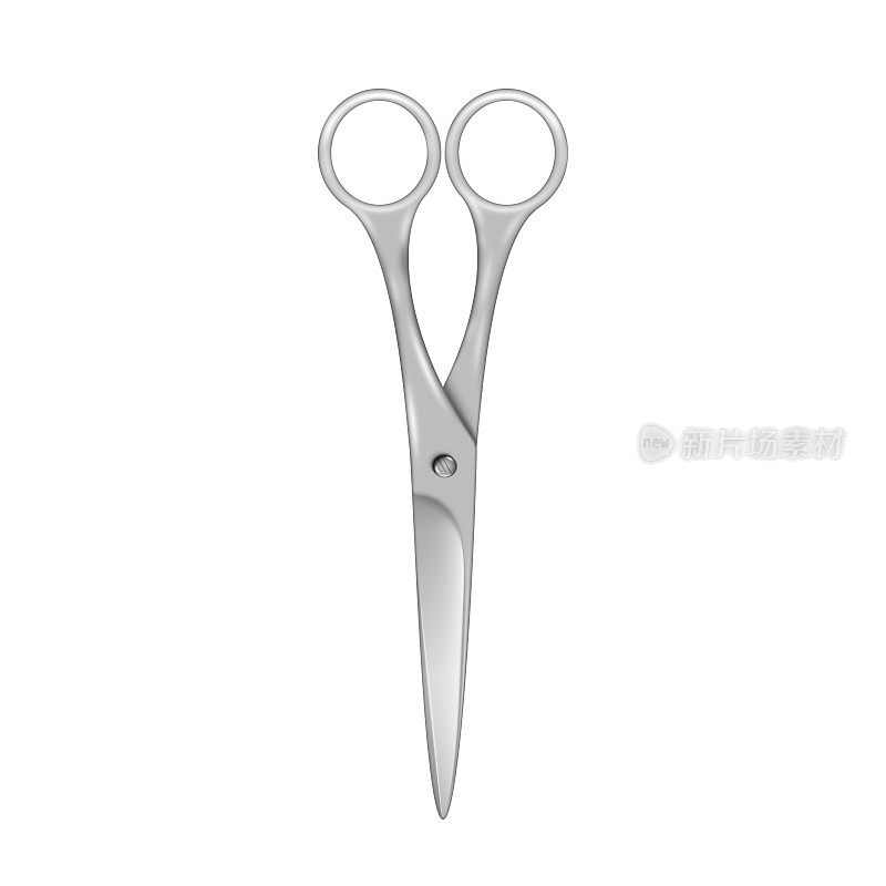 现实的金属剪刀。用于手工、剪裁、缝纫和针线活的切割工具