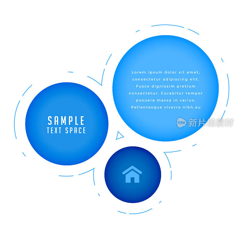 网页商业横幅与蓝色圆形布局和文本空间