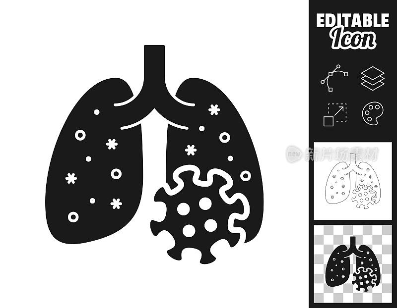 肺部感染了冠状病毒。图标设计。轻松地编辑