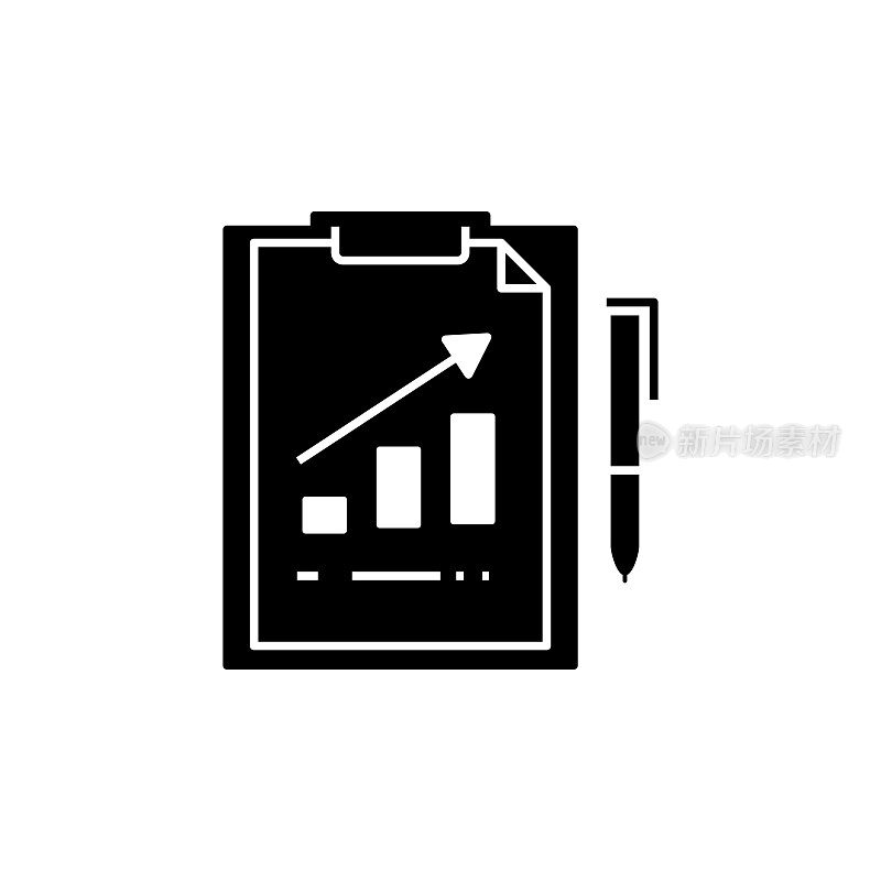财务报告固体扁平图标。Icon适用于网页、手机应用、UI、UX、GUI设计。