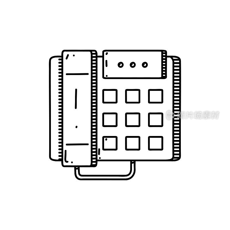 电话线路图标，草图设计，像素完美，可编辑的笔画，技术。