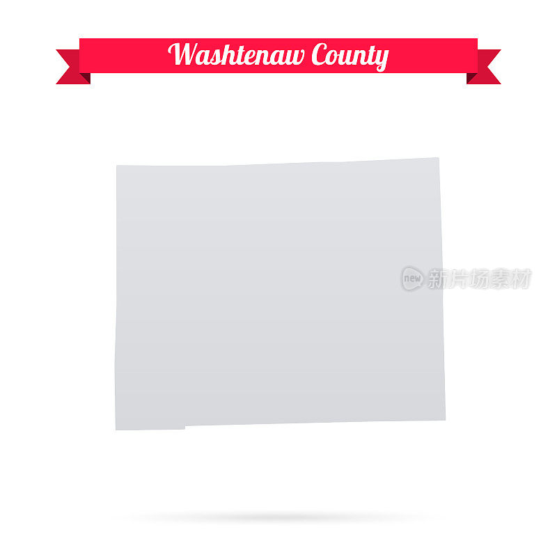 华盛顿州，密歇根州。白底红旗地图