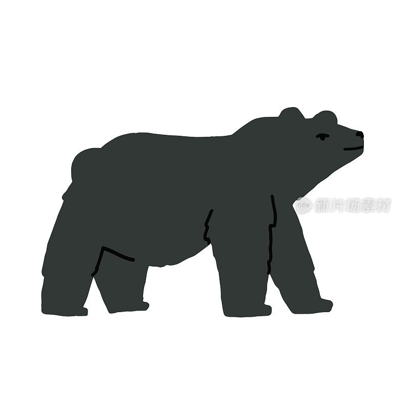 灰熊或马来亚熊的侧面肖像。大黑熊，野生动物矢量插图上孤立的背景。