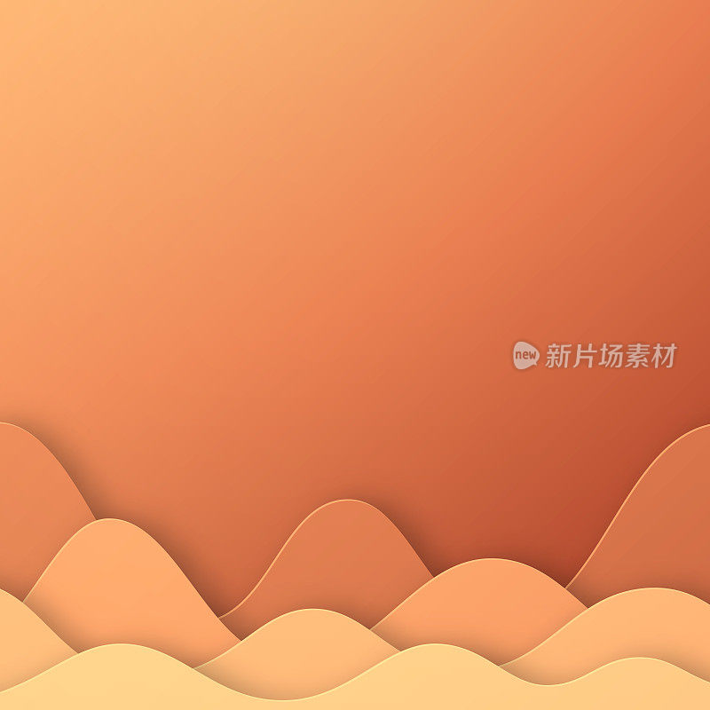 橙色抽象波浪形状-剪纸背景-新潮的3D设计