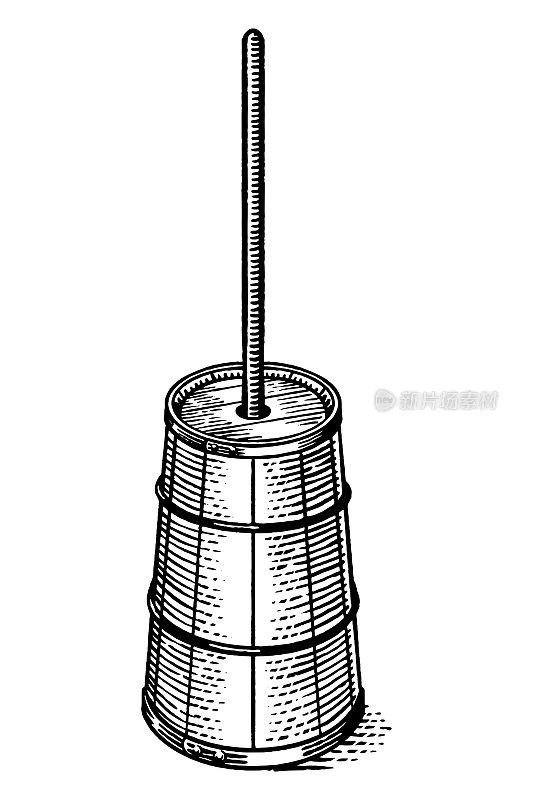 矢量绘制一个老式的黄油搅拌器