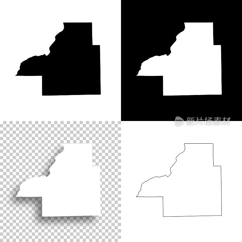 伊利诺伊州塔兹韦尔县。设计地图。空白，白色和黑色背景