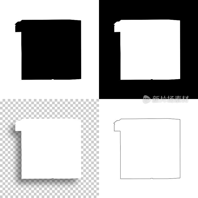 威斯康星州门罗县。设计地图。空白，白色和黑色背景