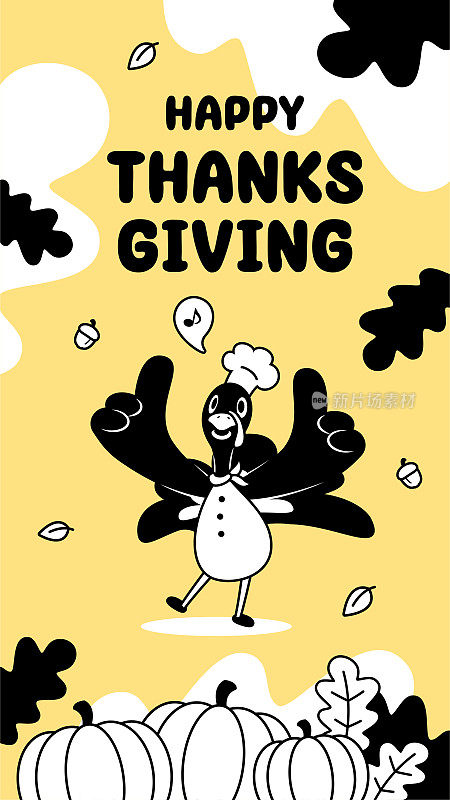 一位火鸡厨师对感恩节的单色设计竖起了两个大拇指