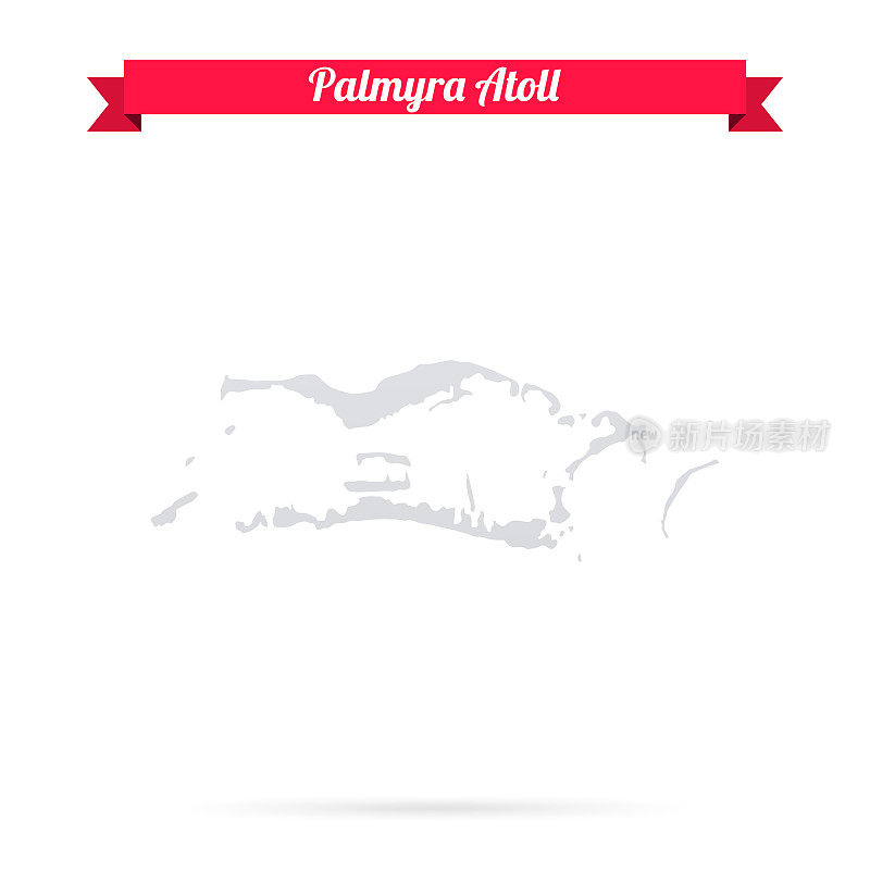 巴尔米拉环礁地图白色背景与红色横幅