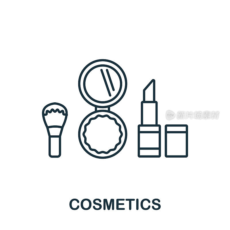 化妆品图标从化妆和美容收集。简单的线条元素化妆品符号的模板，网页设计和信息图形