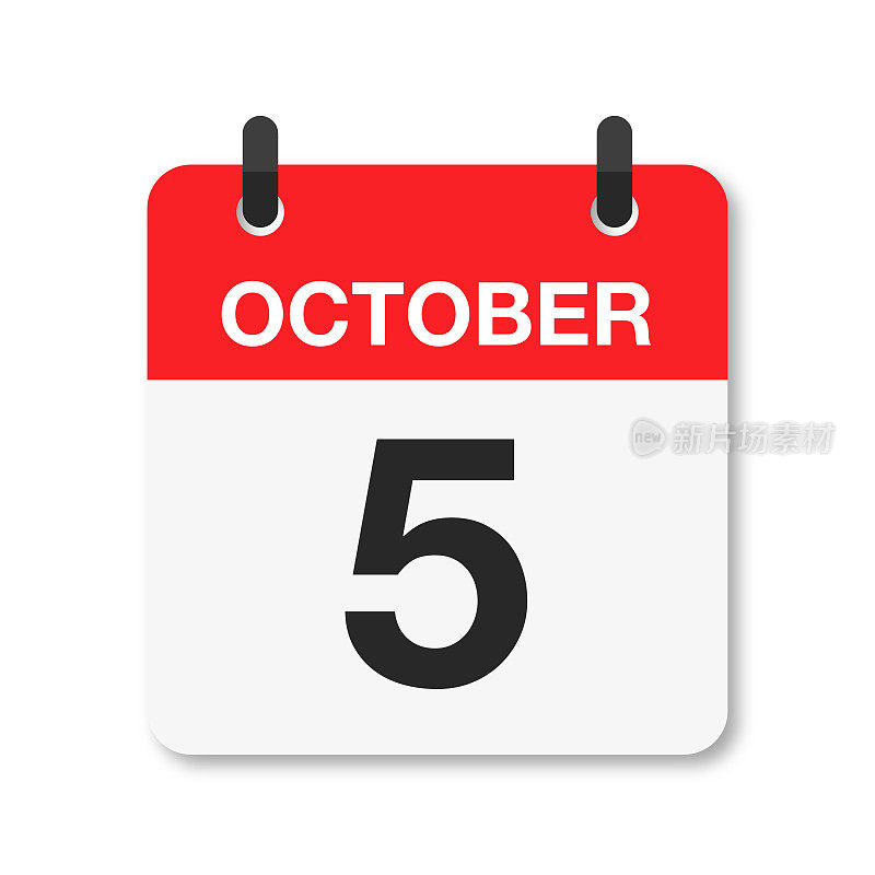 10月5日-每日日历图标-白色背景