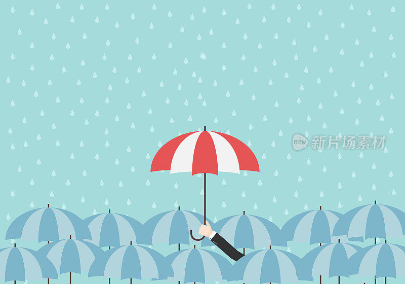商人在雨中撑着伞