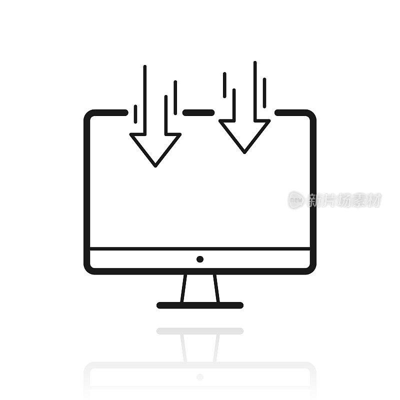 发送到台式电脑。白色背景上反射的图标