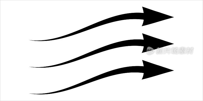 黑色箭头显示气流。矢量图标的设计和应用程序隔离在白色背景。