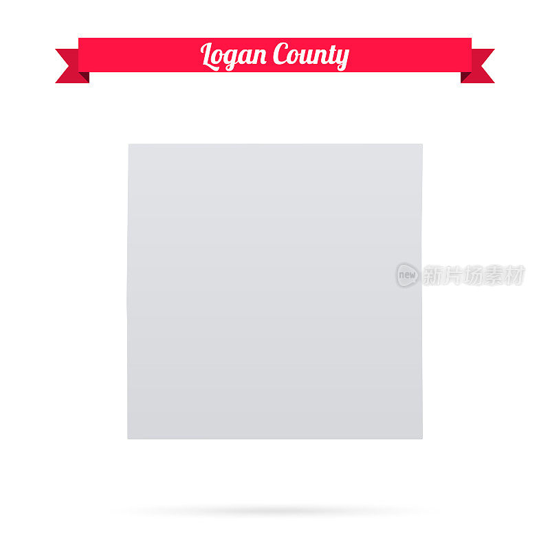 内布拉斯加州洛根县。白底红旗地图
