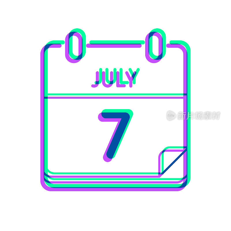 7月7日。图标与两种颜色叠加在白色背景上