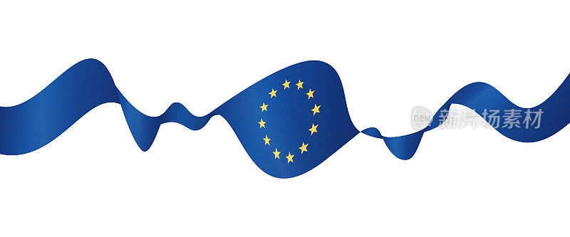 欧洲联盟的旗帜-矢量挥舞丝带旗帜。隔离在白色背景上