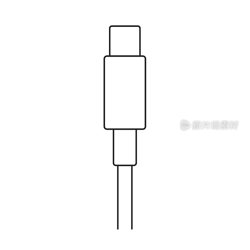 USB型C电缆连接器-矢量图标。画插图。白底隔离