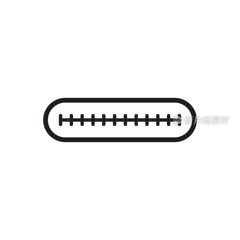 USB型C电缆连接器引脚-矢量图标。画插图。白底隔离