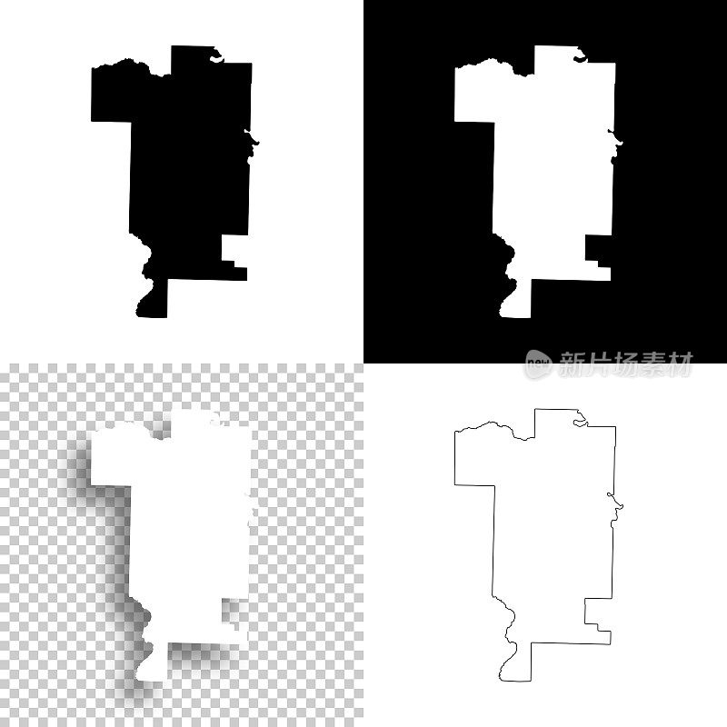 阿肯色草原县。设计地图。空白，白色和黑色背景