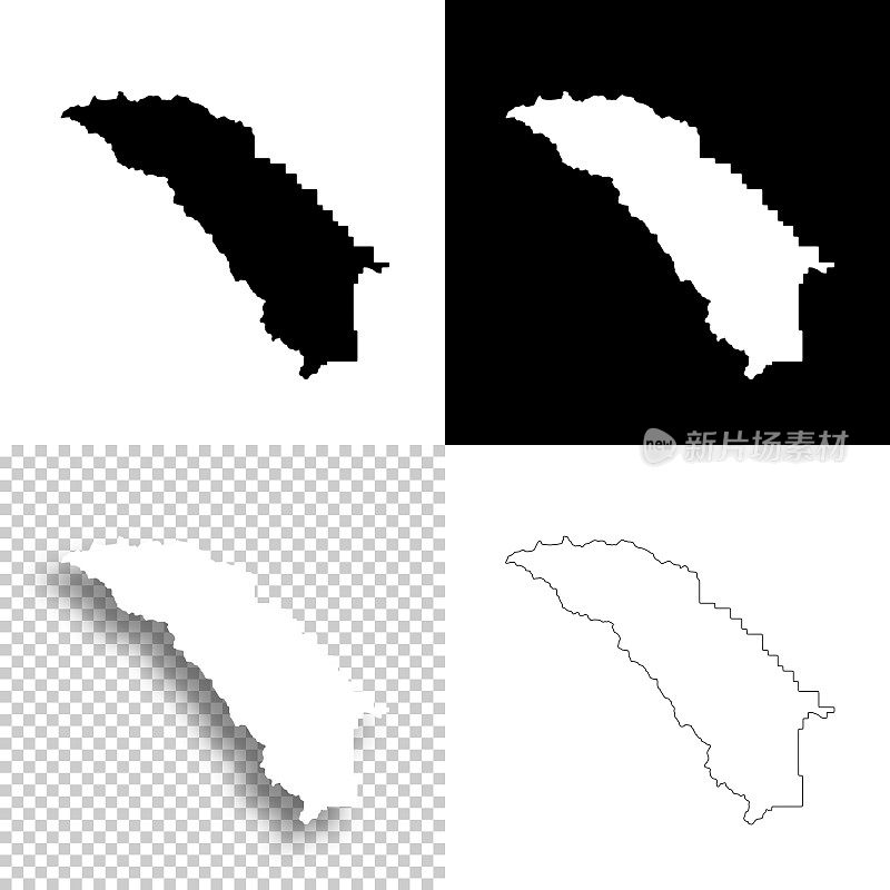 蒙大拿的矿物县。设计地图。空白，白色和黑色背景