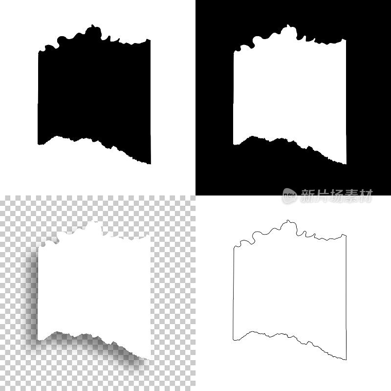 德克萨斯州拉马尔县。设计地图。空白，白色和黑色背景