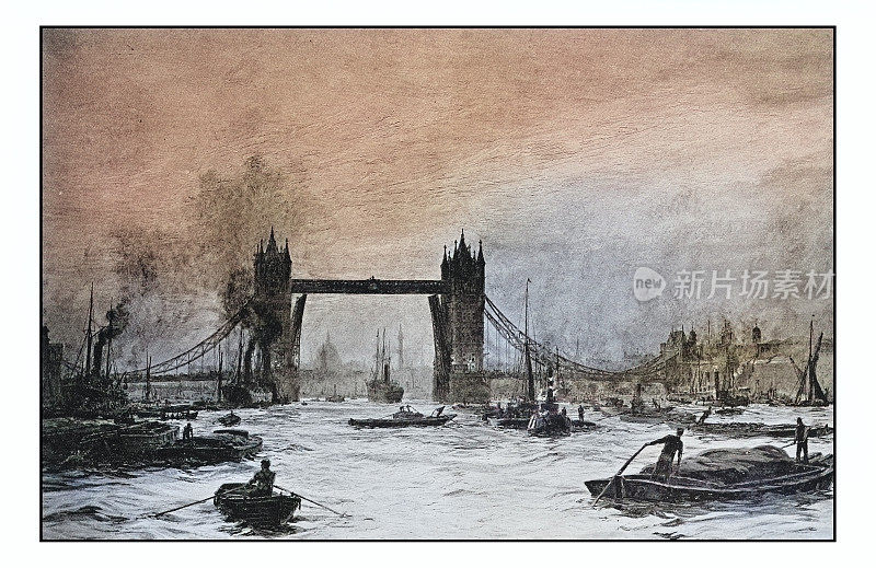 古色古香的绘画照片:伦敦的水门