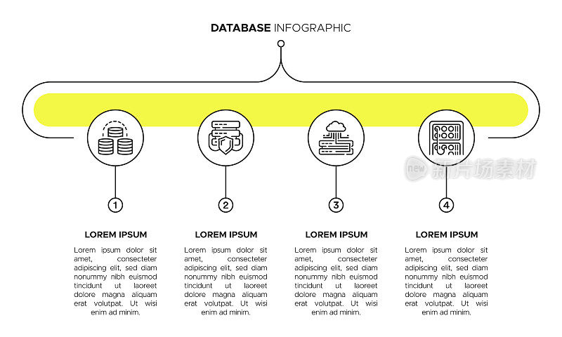数据库信息图模板-大数据，图表，个人数据，云计算