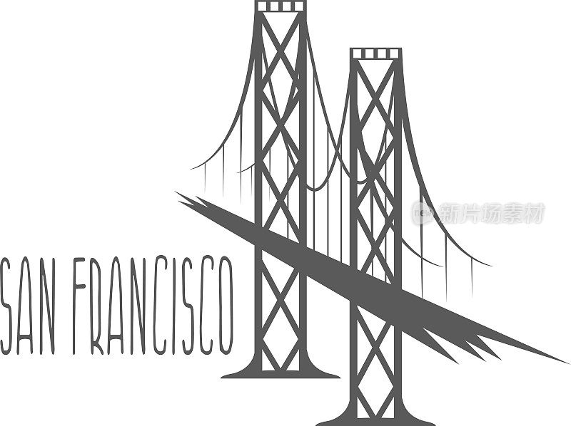 旧金山-奥克兰海湾大桥矢量图