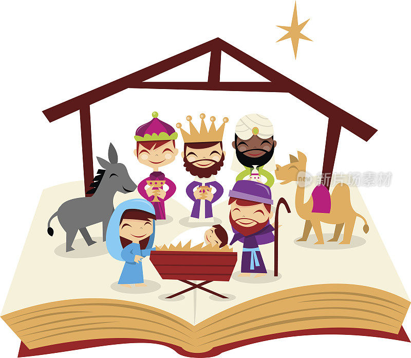 复古可爱的圣诞故事圣经