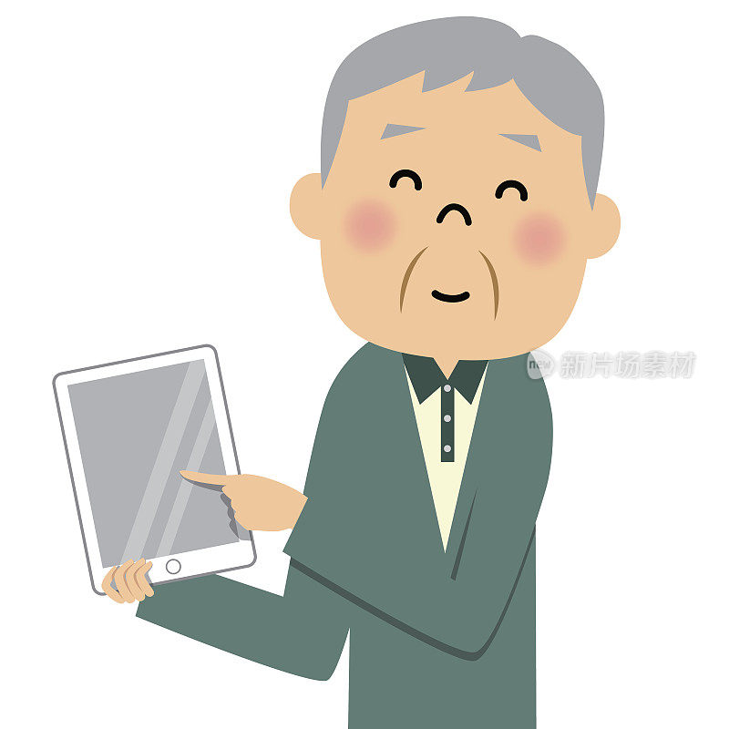 老年人,平板电脑