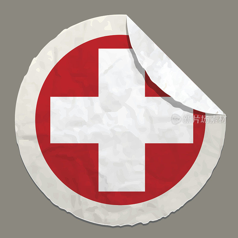 瑞士国旗上的纸标签