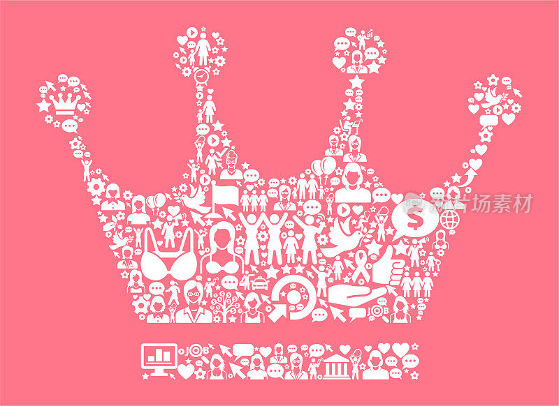 皇冠妇女权利和女孩权力图标模式