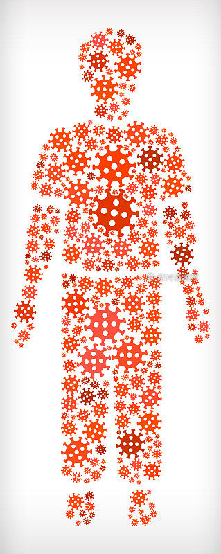 站立的人流感冠状病毒图标模式