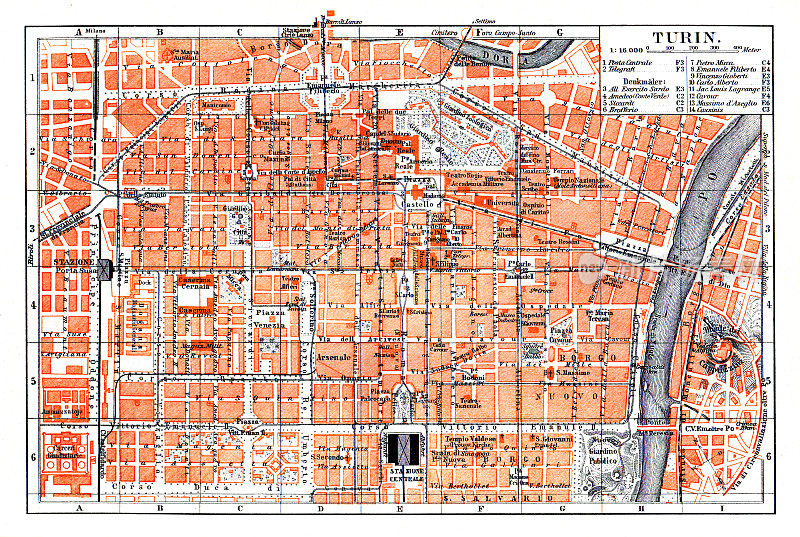 意大利都灵地图插图1897年