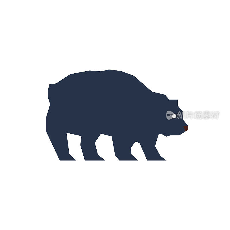 熊市平面图标，平面设计矢量符号插图。