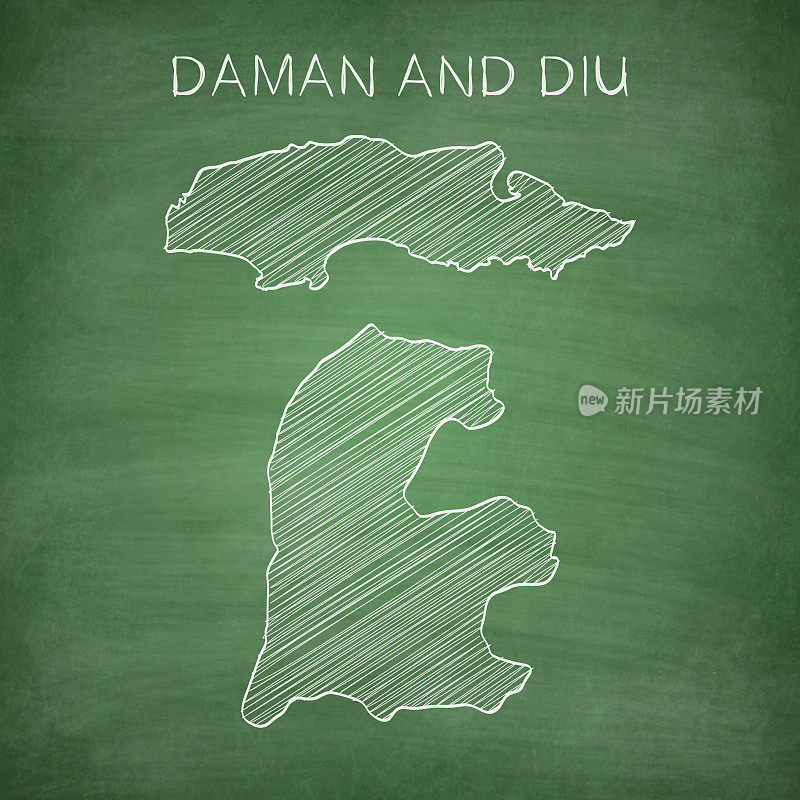 达曼和迪乌的地图画在黑板上——黑板