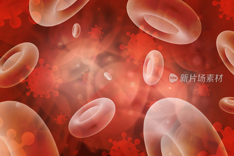 红血球在被病毒感染的动脉中流动