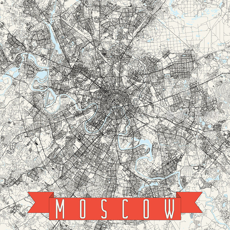 莫斯科，俄罗斯矢量地图