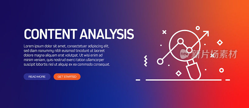 内容分析相关横幅设计与线图标