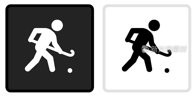 冰球图标上的黑色按钮与白色翻转
