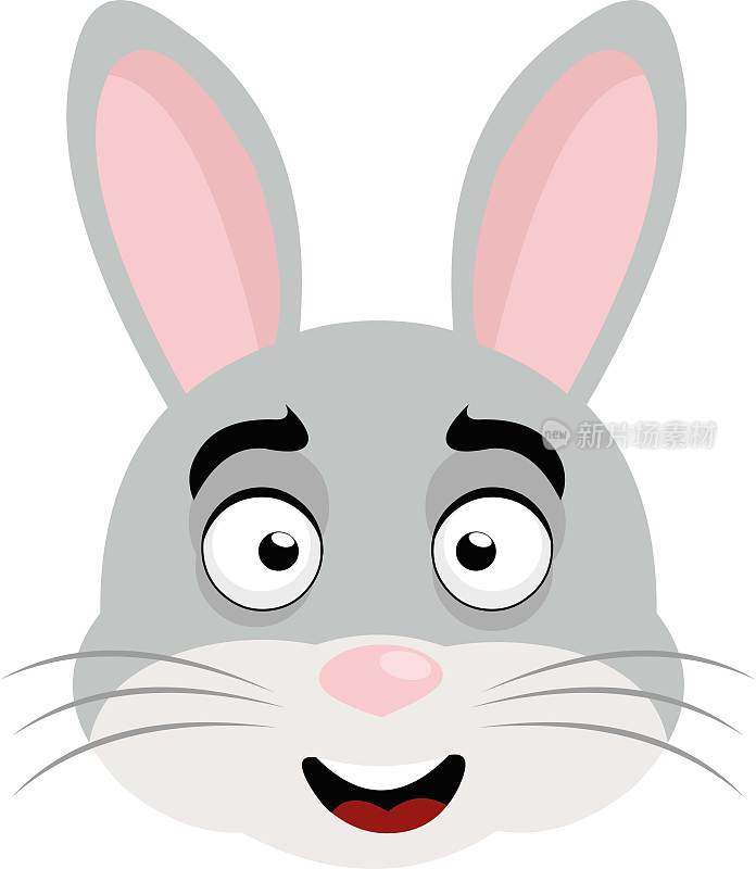 矢量插图的脸一个可爱的卡通兔子